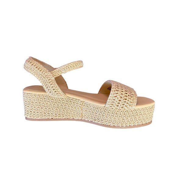 Madden Girl Women Beige Crochet Platform Sandals With Adjustable Strap 9 NWOB - Picture 3 of 8